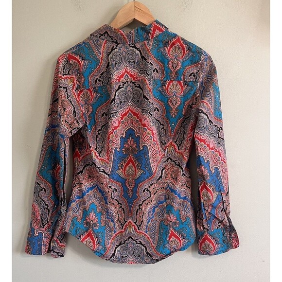 NWOT J Crew Slim Perfect Women Shirt in Ratti® Mediterranean Paisley Sz 4 - Picture 4 of 9